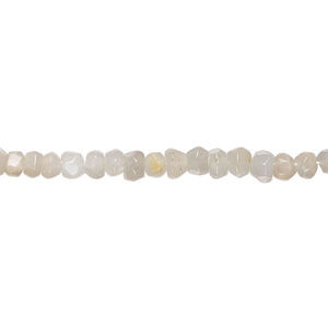 Grey moonstone 1pkg1, hand-cut tumbled faceted uneven round bead natural, 13 inch 3-4mm