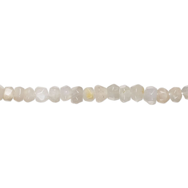 Grey moonstone 1pkg1, hand-cut tumbled faceted uneven round bead natural, 13 inch 3-4mm image number 0
