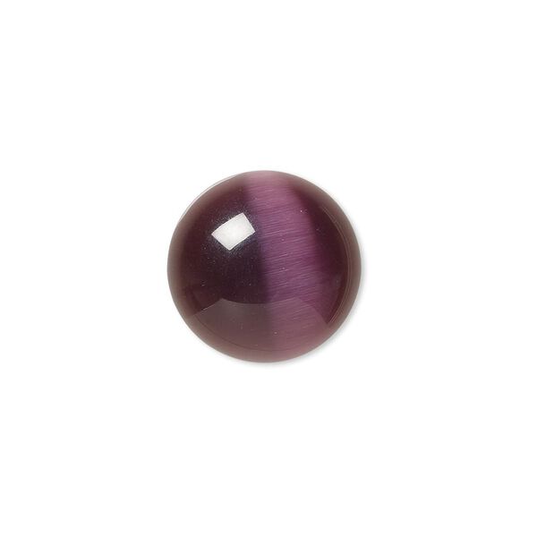 Cabochon, cat's eye glass (fiber optic glass), purple, 16mm calibrated round, quality grade. Sold per pkg of 6. image number 0