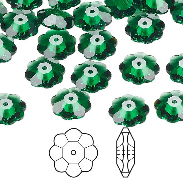 Margarita flower 288pk majestic green, Swarovski® 10mm 3700 image number 0