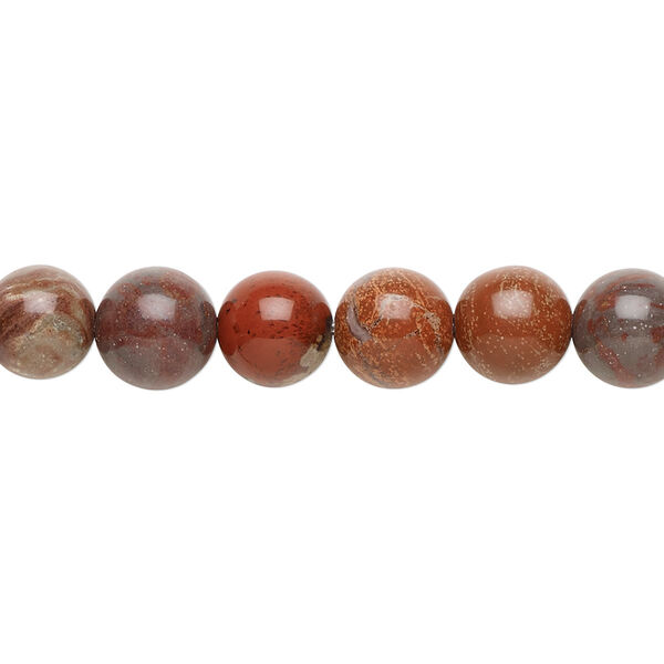 Bead, red flake jasper (natural), 8mm round, B grade, Mohs hardness 6-1/2 to 7. Sold per 15-1/2" to 16" strand. image number 0