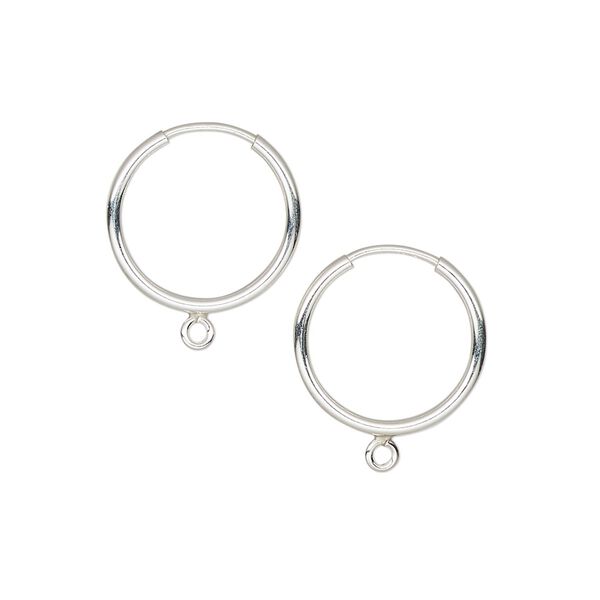 Earring hoop 1pkg2 sterling silver, 14mm round / endless loop / bottom loop, 21 gauge 1 pair image number 0