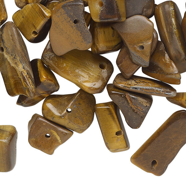 Bead, tigereye (natural), extra-large chip. Sold per 35-gram pkg, approximately 50 beads. image number 0