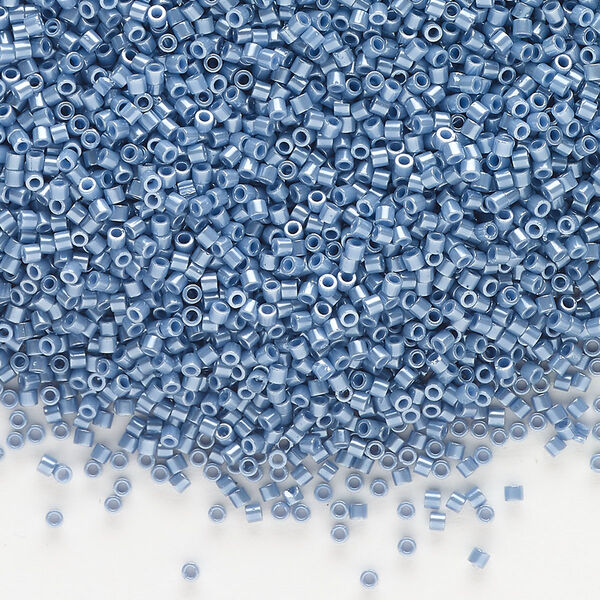 Seed bead, Delica®, glass, pkg/7.5g, #15 round, opaque glazed luster blueberry (DBS-0267-1). image number 0