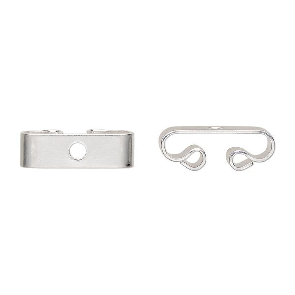 Bolo slide, silver-plated steel, 17x5mm, fits 3-4mm cord. Sold per pkg of 20. image number 0
