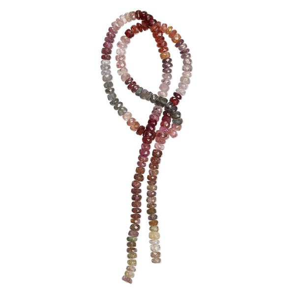 Multi-spinel 1pkg1, hand-cut faceted rondelle bead natural 14 inch 4x3mm-5x3mm image number 0