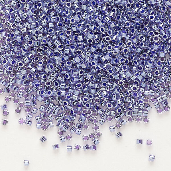 Seed bead, Delica®, glass, pkg/7.5g, #11 round, opaque inside dyed color luster amethyst (DB-0250). image number 0