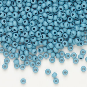 Seed bead, Preciosa Ornela Czech glass, 1pkg500g, 2.8-3.2mm rocaille, opaque matte terra dyed seafoam chalkwhite (06433)