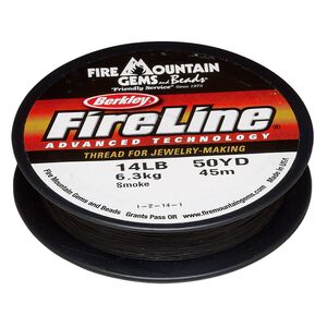 Thread, Berkley® FireLine®, gel-spun polyethylene, smoke, 0.23mm diameter, 14-pound test. Sold per 125-yard spool.