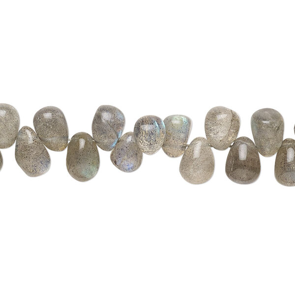Bead, labradorite (natural), 7x5mm-8x5mm hand-cut top-drilled teardrop with 0.4-1.4mm hole, B- grade, Mohs hardness 6 to 6-1/2. Sold per 9-inch strand. image number 0