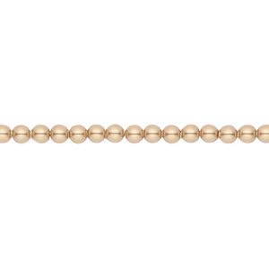 Pearl 1000pk bright gold, Swarovski® 3mm round 5810