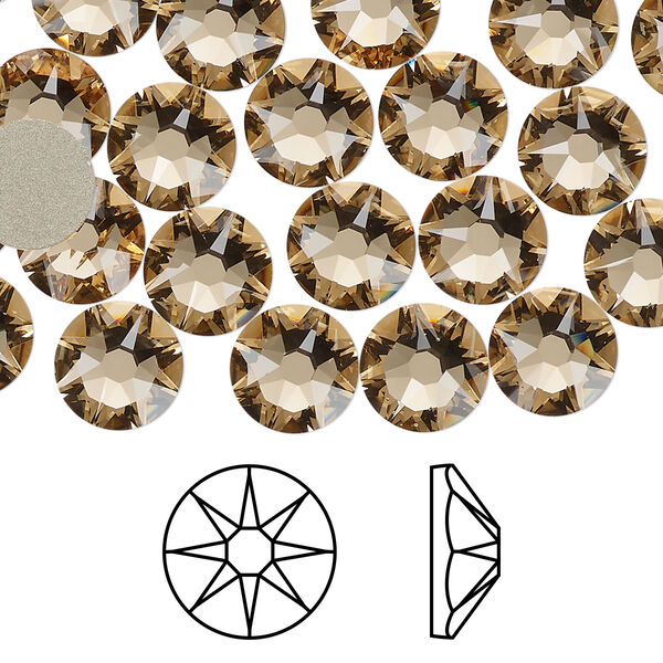 Flat back 12pk light Colorado topaz foil back, Crystal Passions® 8.412-8.672mm rose round SS40 2088 image number 0