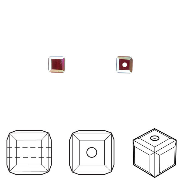 Bead 12pk Siam AB, Crystal Passions® 4mm cube 5601 image number 0