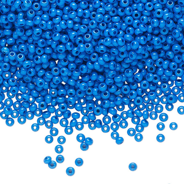 Seed bead, Preciosa Ornela Czech glass, pkg/500g, #11 rocaille, opaque terra intensive dyed blue chalkwhite, (16A38). image number 0