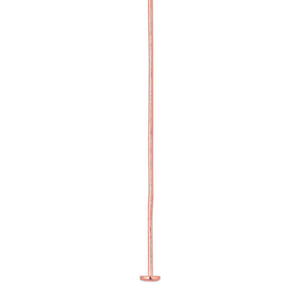 Head pin, copper, 2 inches with 3mm head, 22 gauge. Sold per pkg of 50. image number 0