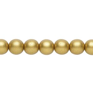 Bead, Czech glass druk, opaque satin metallic bronze, 8mm round. Sold per 15-1/2" to 16" strand.