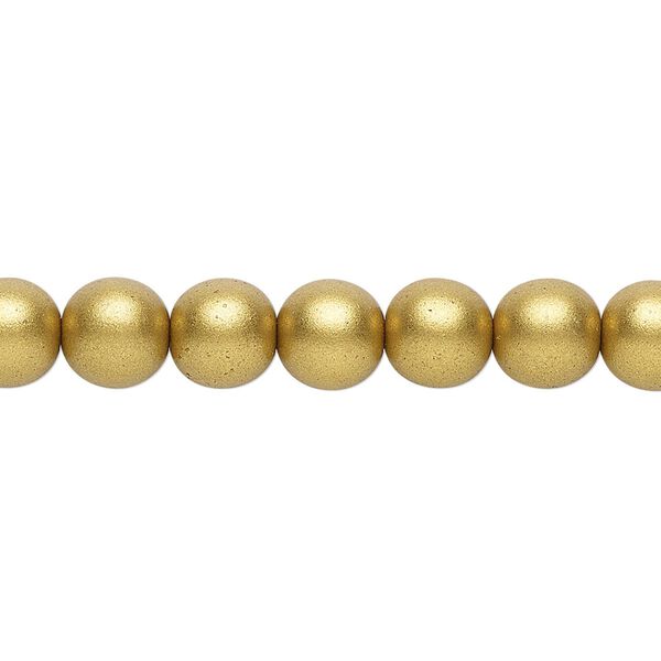 Bead, Czech glass druk, opaque satin metallic bronze, 8mm round. Sold per 15-1/2" to 16" strand. image number 0