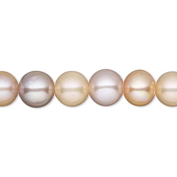 Pearl, White Lotus™, cultured freshwater, peach and mauve, 8.5-9.5mm semi-round, B- grade, Mohs hardness 2-1/2 to 4. Sold per 15-1/2" to 16" strand. image number 0