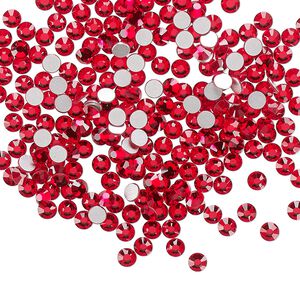 Flat back, Dance With Me™ crystal rhinestone, light Siam, foil back, 2.7-2.9mm rose, SS10. Sold per pkg of 144 (1 gross).