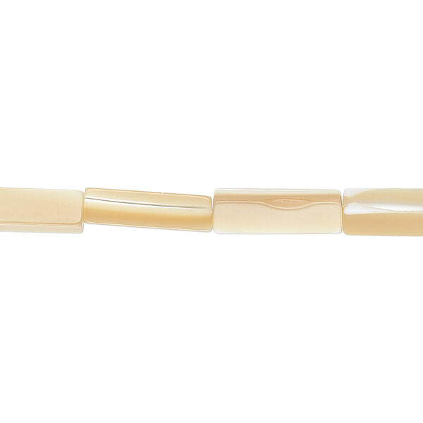 Bead, mother-of-pearl shell (natural), 13x4mm square tube, Mohs hardness 3-1/2. Sold per 15" to 16" strand. image number 0