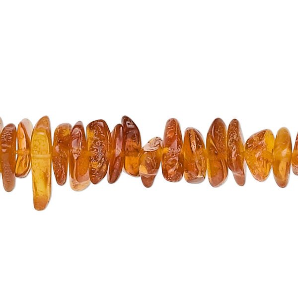 Bead, amber (heated), medium, large chip, Mohs hardness 2 to 2-1/2. Sold per 15-1/2" to 16" strand. image number 0