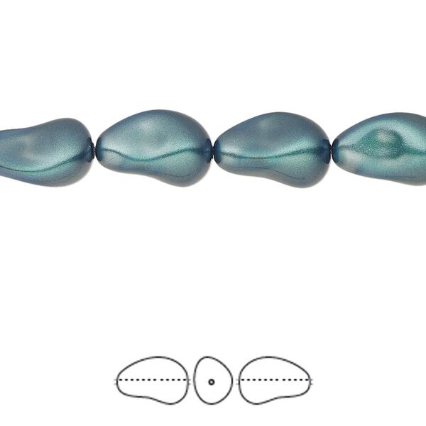 Pearl 10pk iridescent Tahitian look, Crystal Passions® 12x8mm baroque drop 5843 image number 0