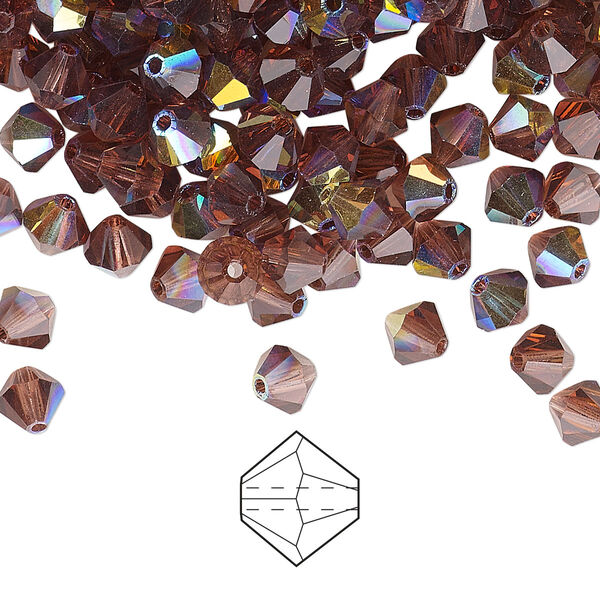 Bead 144pk light burgundy AB, Preciosa Czech crystal 5mm bicone image number 0