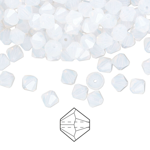 Bead 576pk white opal, Preciosa Czech crystal 5mm bicone image number 0