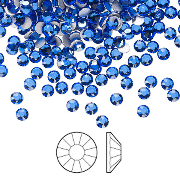 Flat back 144pk sapphire foil back, Preciosa Viva 12® Czech crystal rhinestone 3-3.2mm chaton rose round SS12 image number 0
