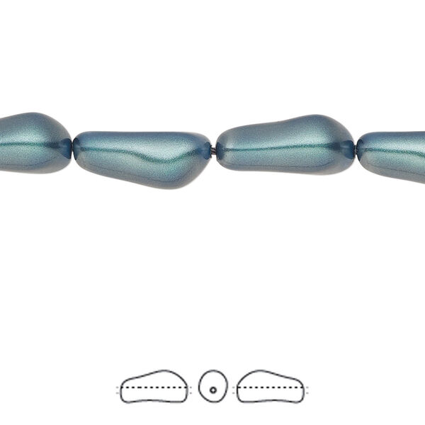 Pearl 10pk iridescent Tahitian look, Crystal Passions® 14x6mm baroque elongated 5844 image number 0