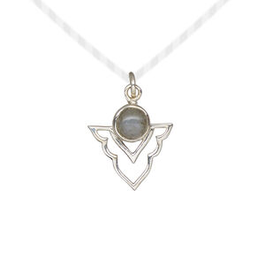 Labradorite / sterling silver 1pkg1, open arrowhead drop natural antiqued 15.5x14mm