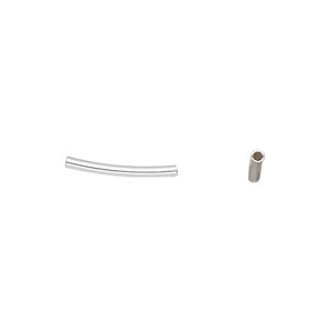 Bead, sterling silver, 15x1.5mm curved tube. Sold per pkg of 10.