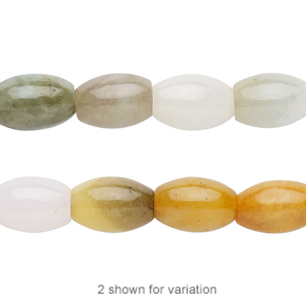 Bead, jadeite (natural / dyed), multicolored, 12x8mm round tube with 0.5-1.5mm hole, C grade, Mohs hardness 6-1/2 to 7. Sold per 15-1/2" to 16" strand. image number 0