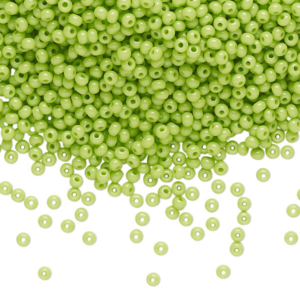 Seed bead, Preciosa Ornela Czech glass, pkg/50g, #11 rocaille, opaque lime green, (53310). image number 0