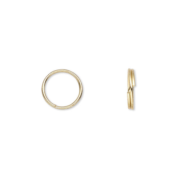 Split ring, gold-finished steel, 10mm round with 8.5mm inside diameter. Sold per pkg of 100. image number 0