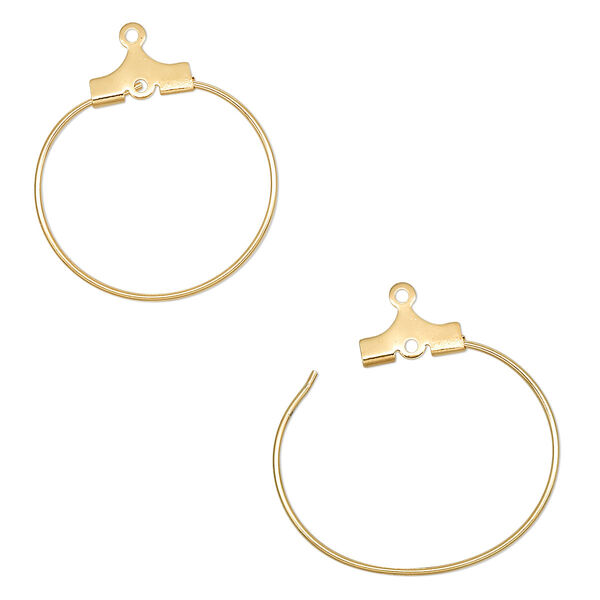Beading hoop, gold-plated brass, 20mm round with loop. Sold per pkg of 100. image number 0