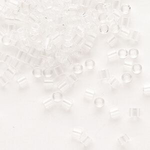 Seed bead, Delica®, glass, pkg/50g, #8 round, transparent crystal clear (DBL-0141).