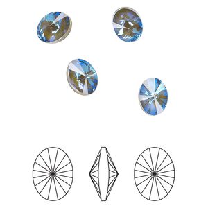 Chaton 6pk crystal army green DeLite, Crystal Passions® 8x6mm oval rivoli 4122