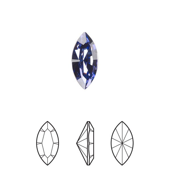 Fancy stone 12pk tanzanite foil back, Crystal Passions® 15x7mm navette 4228 image number 0