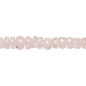 Morganite 1pkg1, hand-cut faceted rondelle bead natural 17 inch graduated 4x2mm-7x5mm
