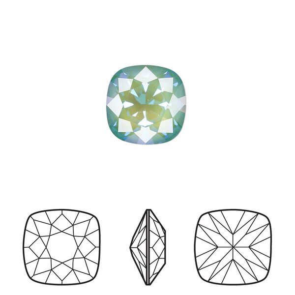 Fancy stone 6pk crystal silky sage DeLite, Crystal Passions® 12mm cushion 4470 image number 0