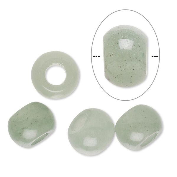 Green aventurine 1pkg4, hand-cut rondelle bead natural 12x9mm Dione® image number 0