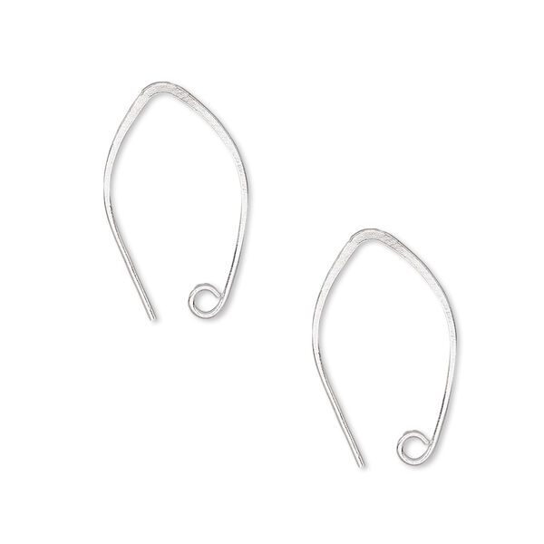 Ear wire, Hill Tribes, sterling silver, 20mm marquise with open loop, 22 gauge. Sold per pair. image number 0