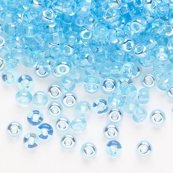 Seed bead 1pkg1 glass #6 round, translucent aqua AB image number 0