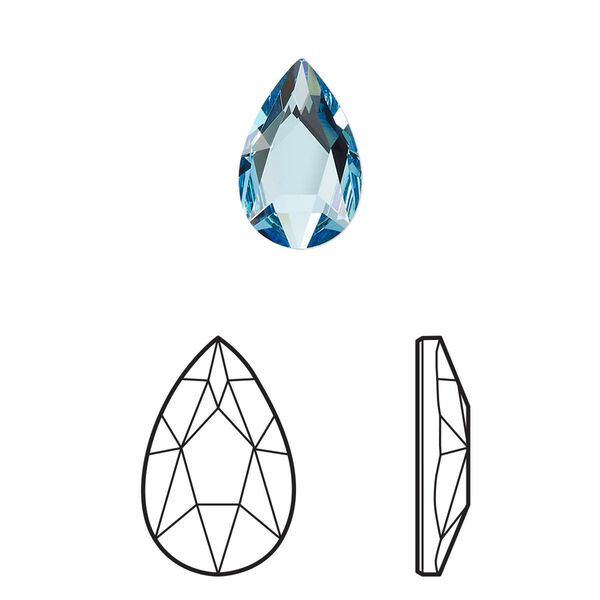 Flat back 6pk aquamarine foil back, Crystal Passions® 14x9mm pear 2303 image number 0
