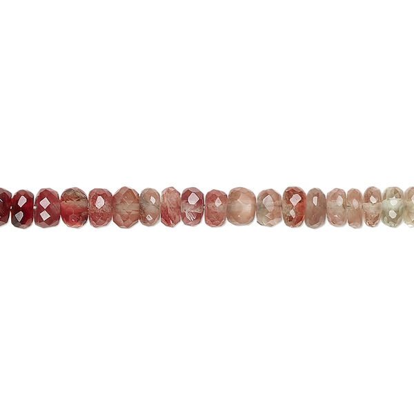 Bead, andesine (heated / diffusion), 3x1mm-5x4mm hand-cut graduated faceted rondelle, C+ grade, Mohs hardness 6 to 6-1/2. Sold per 8-inch strand, approximately 85 beads. image number 0