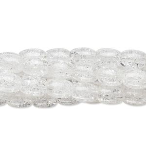 Bead, crackle glass, clear, 7x5mm-7x6mm oval. Sold per five 15" to 16" strand.
