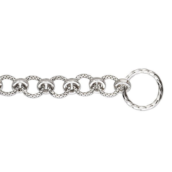 Chain, antiqued sterling silver, 6mm textured round link, 7 inches with toggle clasp. Sold individually. image number 0
