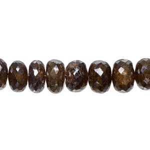 Amber-green tourmaline 1pkg1, hand-cut metallic faceted rondelle bead 8 inch 9x5mm-11x7mm