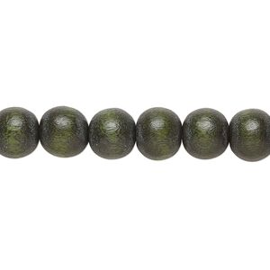 Bead, Taiwanese cheesewood (dyed / waxed), dark forest green, 7-8mm round. Sold per pkg of (2) 15-1/2" to 16" strands.